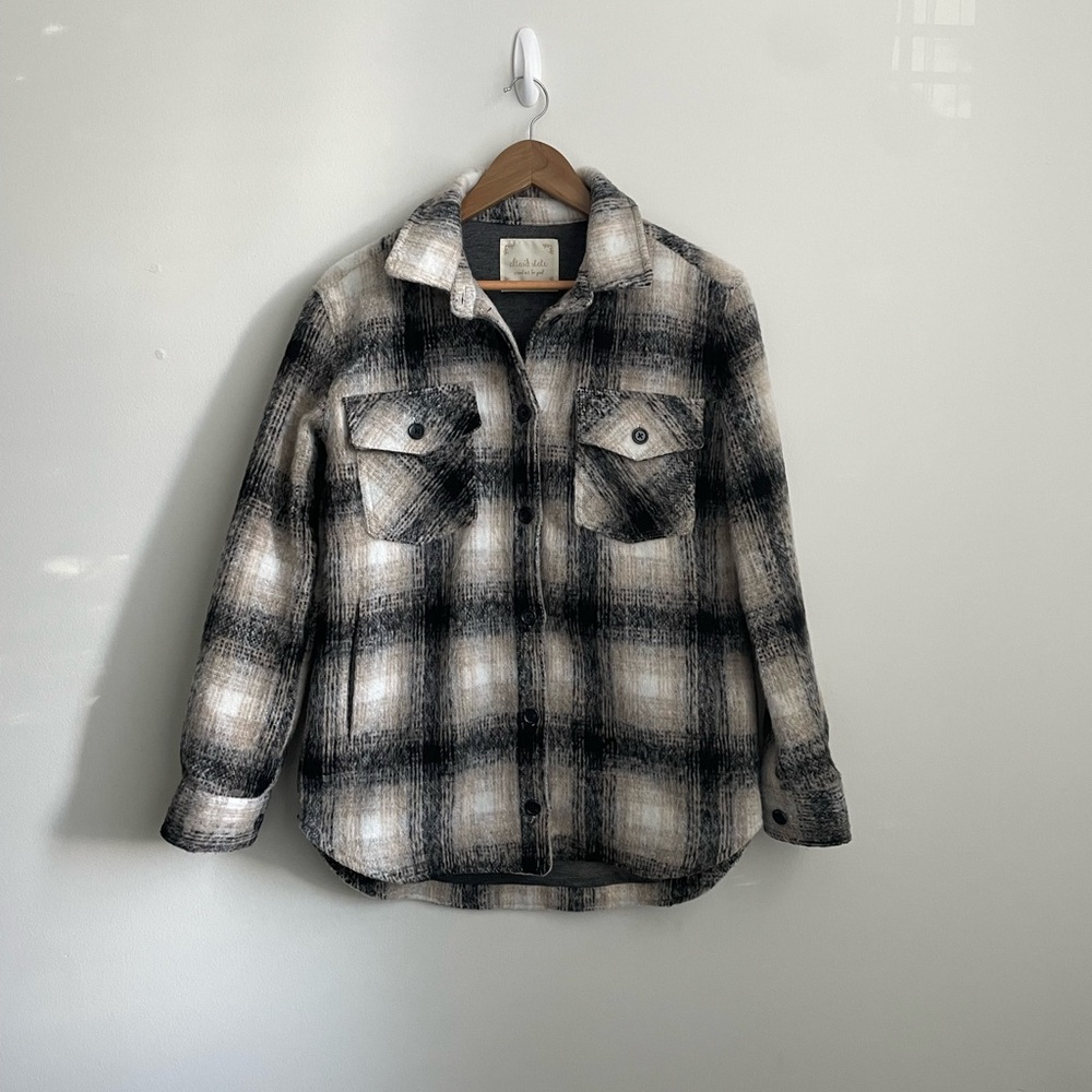 Altar'd State Black and Tan Plaid Shacket